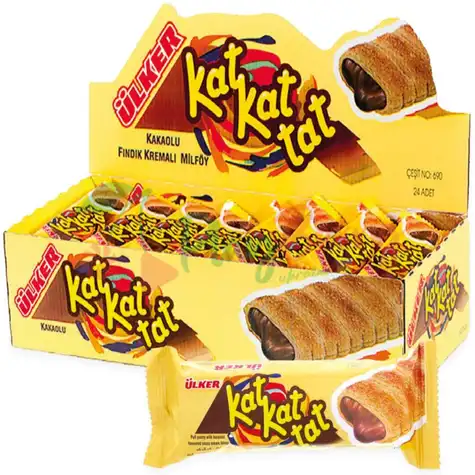 Печенье слоеное с начинкой Kat Kat Tat лесной орех, 24шт.