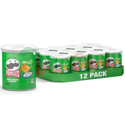 Упаковка чіпсів Pringles Sour Cream&amp;Onion Сметана-цибуля 40г., 12шт.