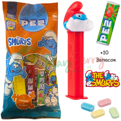 Іграшка + 10 запасок цукерок PEZ® Papa Smurf, 85г.