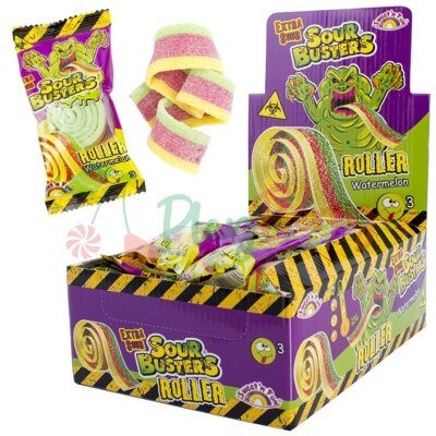 Желейная конфета Sour Busters Roller арбуз, 40шт.