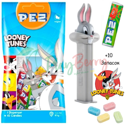 Игрушка + 10 запасок конфет PEZ® Looney Tunes Bugs Bunny, 85г.