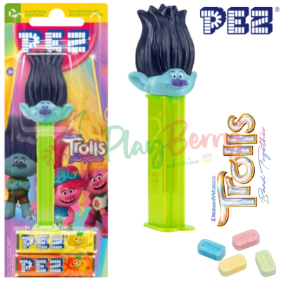 Іграшка з цукерками PEZ® Trolls Branch, 17г.
