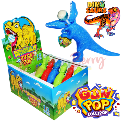 Упаковка леденцов на палочке Dinosaur Push Pop в игрушке, 12шт.