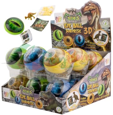 Упаковка пластикових яєць з солодощами та іграшками Dino Eye Ball, 18шт.