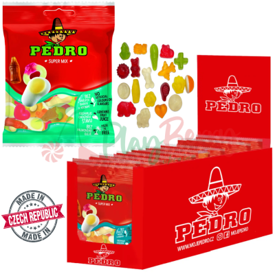 Жевательные конфеты PEDRO СуперМикс 80г., дисплей-20 шт.