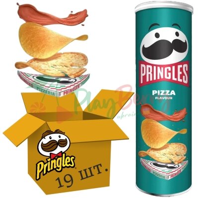 Упаковка чипсов Pringles Pizza Flavour Пицца 165г., 19шт.