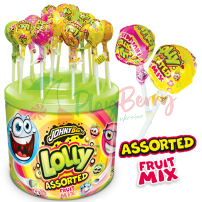 Упаковка фруктових льодяників Johny Bee LOLLY Assorted, 100шт.