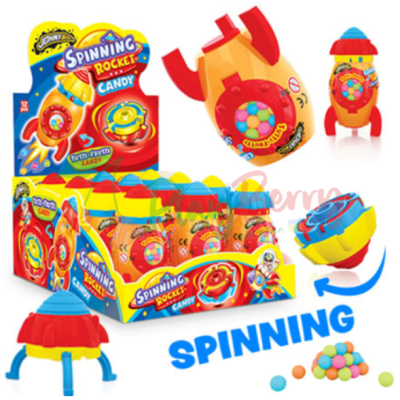 Упаковка драже з іграшкою JOHNY BEE® Spin Rocket Candy Ракета, спінер, 12шт. — Photo 1