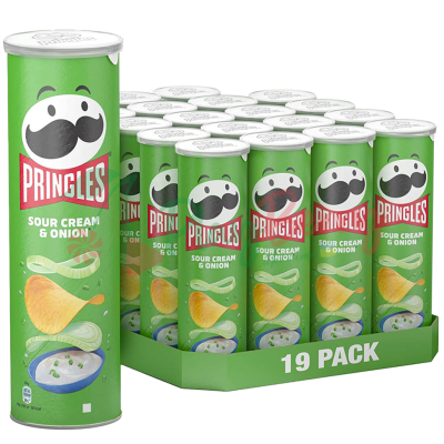 Упаковка чіпсів Pringles Sour Cream&amp;Onion Сметана-цибуля 165г., 19шт.