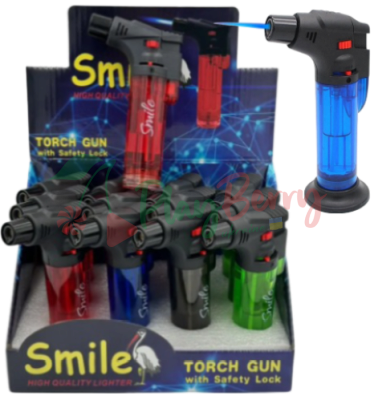 Упаковка Зажигалок-горелок турбо JET Smile Torch Gun прозрачная, 12шт.