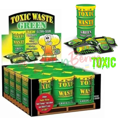 Кислые леденцы Toxic Waste Green Tubs, 12шт.