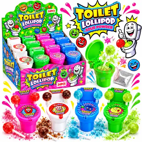 Упаковка льодяників з кислою пудрою TOILET LOLLIPOP Sour Powder Унітаз, 24шт.