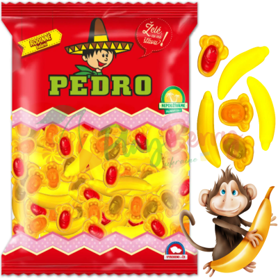 Упаковка мармеладних цукерок &quot;PEDRO&quot; Мавпи та банани, 1кг.