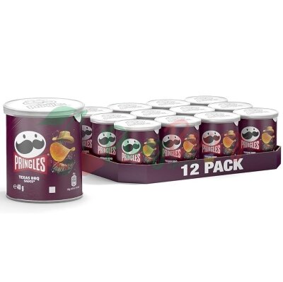 Упаковка чіпсів mini Pringles Texas Bbq Sauce барбекю 40г., 12шт.