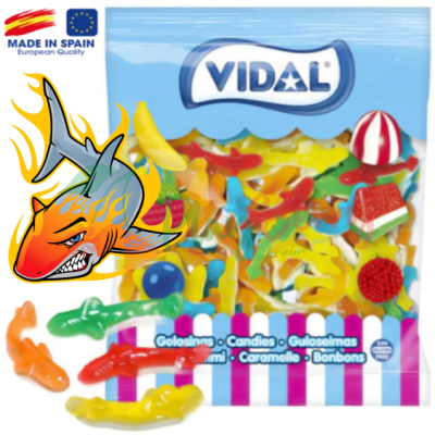 Упаковка жувального мармеладу &quot;VIDAL&quot; Різнокольорові Акули, 1кг.