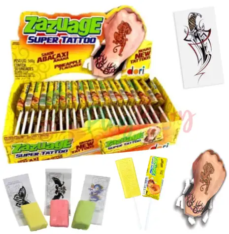 Упаковка жувальних цукерок Zazuage Super Tatoo Ананас, 50шт.