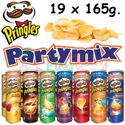 Упаковка міксованих чіпсів Pringles Party MIX 165г., 19шт.