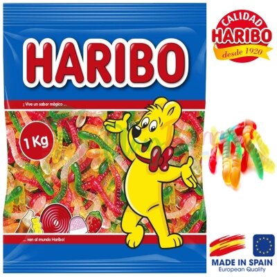 Упаковка жувального мармеладу HARIBO Різнокольорові черв&#039;ячки, 1кг.
