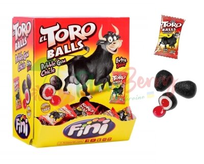 Упаковка жувальної гумки з джемом всередині &quot;FINI EL TORO BALLS&quot; Яйця Бика 200 шт.