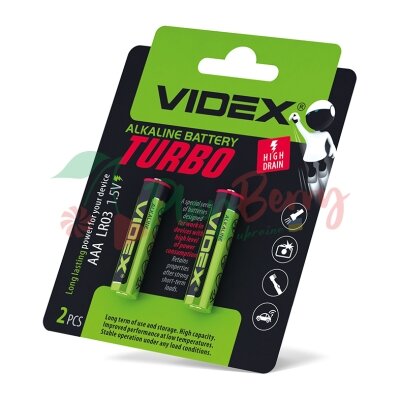 Батарейка лужна мініпальчик Videx LR03/AAA Turbo BLISTER, 2шт.