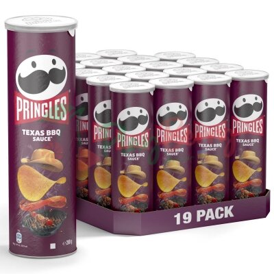 Упаковка чипсов Pringles Texas Bbq Sauce барбекю 165г., 19шт.