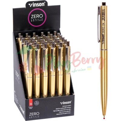 Ручка масляна VINSON Zero &quot;Золото&quot; синя Z4-1 автоматична, 36шт.