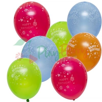 Упаковка повітряних кульок Happy birthday 20см, 100шт. — Photo 1