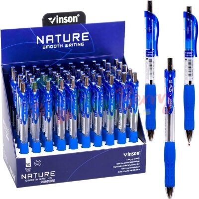 Ручка масляна VINSON синя автоматична, 50шт.
