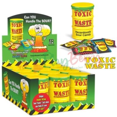 Кислі льодяники Toxic Waste Yellow Tubs, 12шт.