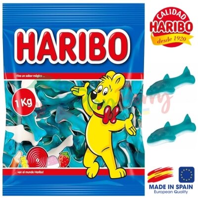 Упаковка жевательного мармелада HARIBO Голубой дельфин, 1кг.