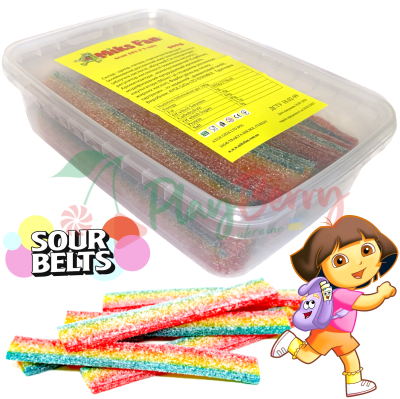 Упаковка мармеладних цукерок Mix Fan Sour Belts Mix Стрічки веселка Кислі, 500г.