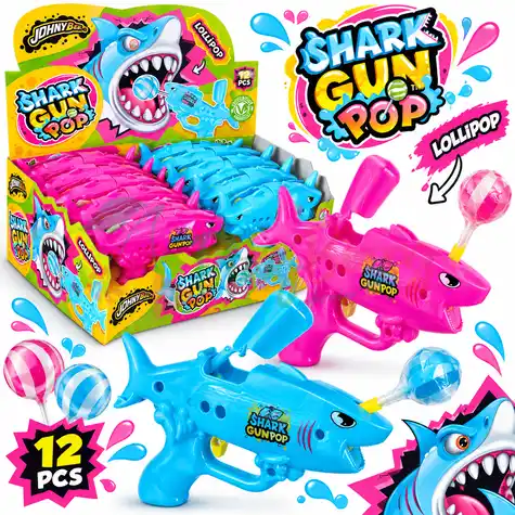Цукерка льодяник JOHNY BEE® Shark GUN POP, 12шт.