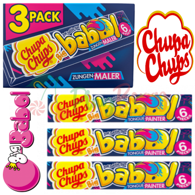 Упаковка жувальної гумки Chupa Chups Babol Малина що Фарбує язик, 3шт.