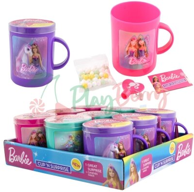 Упаковка чашок з сюрпризом та цукерками Barbie Cup, 9шт.