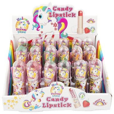 Упаковка леденцов в виде помады Unicorn Candy Lipstick, 18шт. — Photo 3