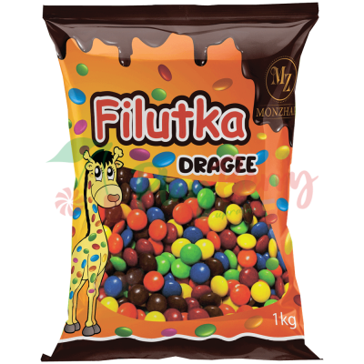 Упаковка разноцветных драже Filutka Saadet 1кг.
