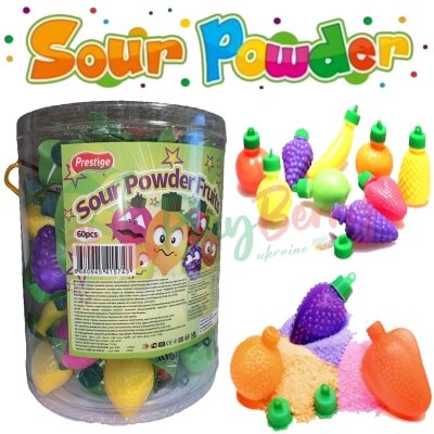 Упаковка кислої фруктової пудри Sour Powder Fruits, 60шт.