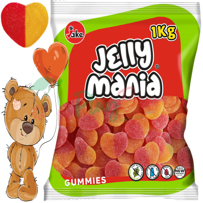 Упаковка мармеладних цукерок TM JAKE &quot;Jelly Mania&quot; Персикові серця, 1кг.