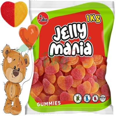 Упаковка мармеладных конфет TM JAKE &quot;Jelly Mania&quot; Персиковые сердца, 1кг.