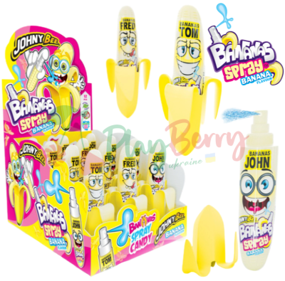 Упаковка Спрей-карамель JOHNY BEE® Bananas Spray, 12шт.