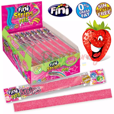Упаковка желейних цукерок Fini Полуниця кислі смужки в індивідуальній упаковці, 125шт. 