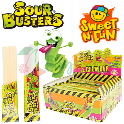 Упаковка кислих жувальних цукерок Sour Busters Chew Bar, 48шт.