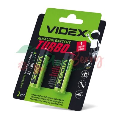 Батарейка лужна пальчик Videx LR6/AA Turbo BLISTER, 2шт.