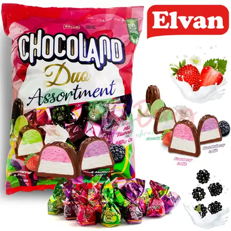 Упаковка цукерок Chocoland Duo Assortment у шоколадній глазурі з подвійним кремовим наповненням, 1кг.