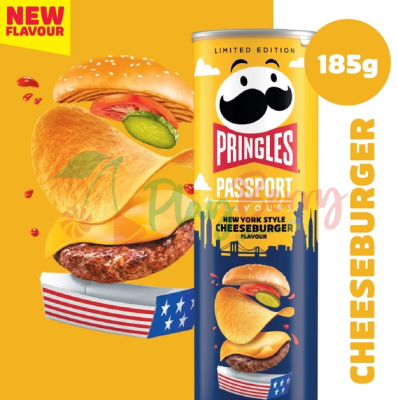 Упаковка чипсов Pringles &quot;New York Style Cheeseburger Limited Edition&quot;, 185гр.*19шт. — Photo 1