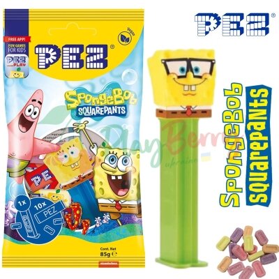 Іграшка + 10 запасок цукерок PEZ® SpongeBob Nerdy SpongeBob SquarePants, 85г.