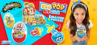 Упаковка Леденцов JOHNY BEE® EGG POP с порошком для погружения, 12шт. — Photo 2