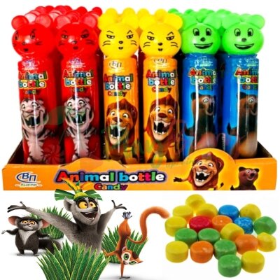 Упаковка фруктового драже Animal Bottle Candy в тваринках, 30шт.