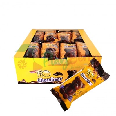 Упаковка бисквитов Simsek Tio Chocobear с шоколадным кремом 24шт.*55 гр.