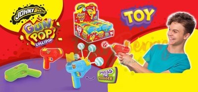 Цукерка льодяник Johny Bee Gun Pop LolliPop, 12шт. — Photo 2